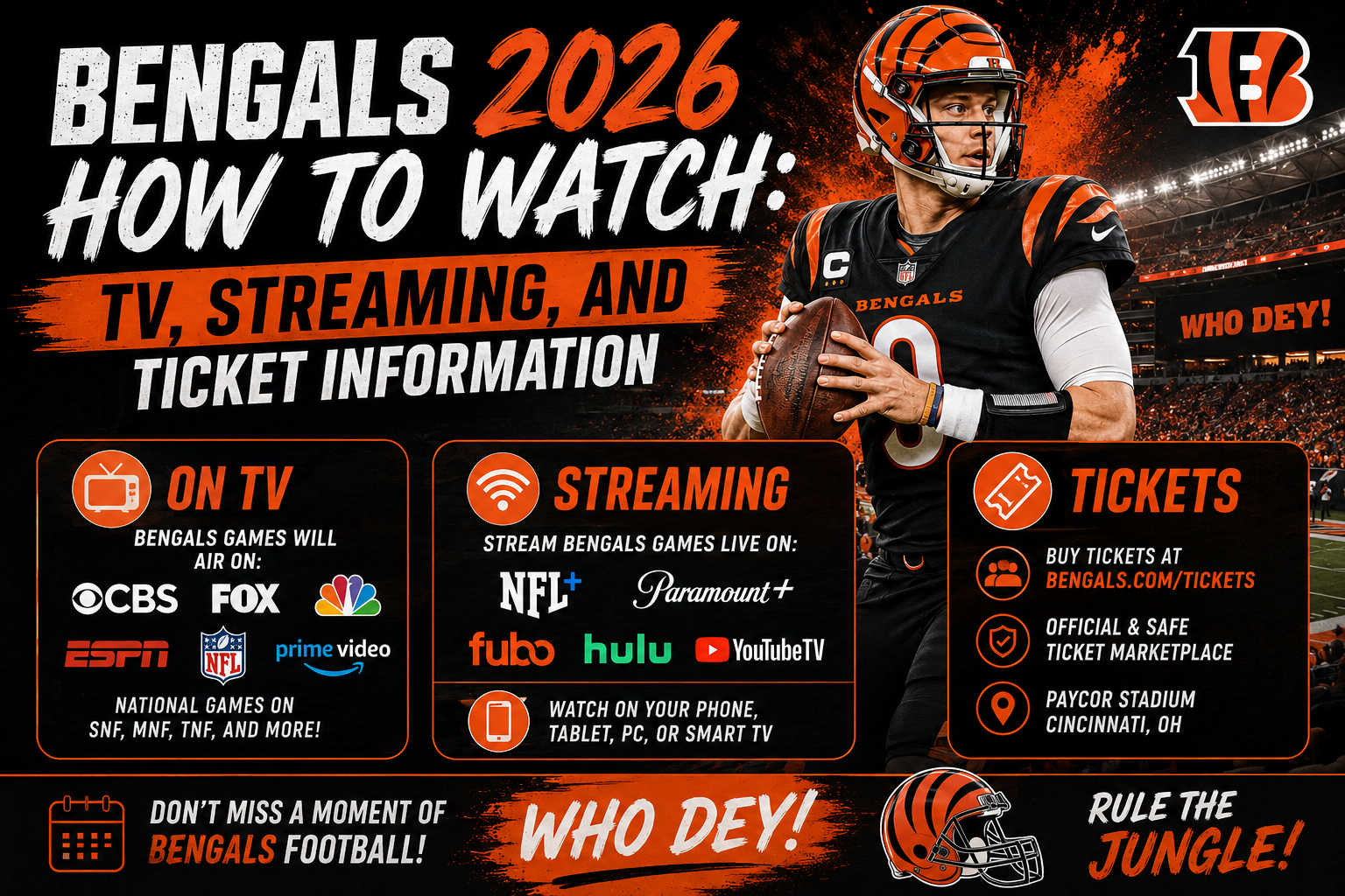 Bengals 2026 How to Watch