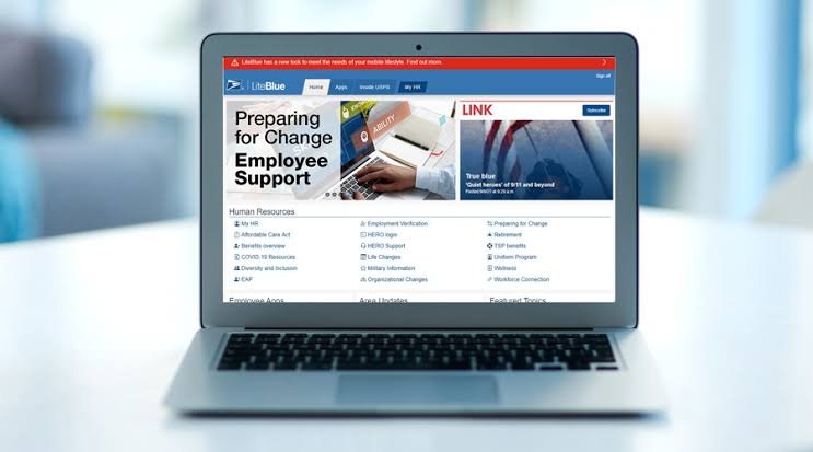 LiteBlue employee dashboard and application navigation panel